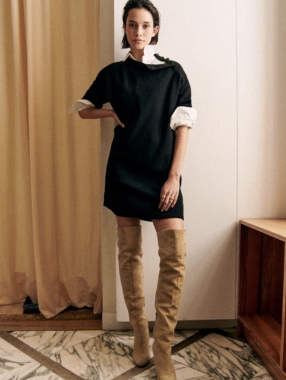 Sezane Mathie 100% Merino Wool Dress Black Medium NWOT - Picture 1 of 7